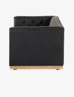Afia Leather Sofa, Distressed Black
