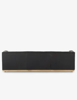 Afia Leather Sofa, Distressed Black