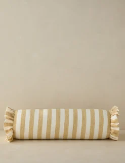 Amaroso Linen Ruffle Bolster Pillow