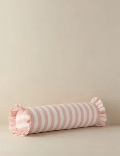 Amaroso Linen Ruffle Bolster Pillow