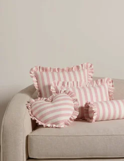 Amaroso Linen Ruffle Bolster Pillow