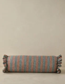Amaroso Linen Ruffle Bolster Pillow