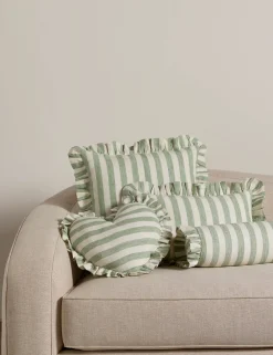 Amaroso Linen Ruffle Bolster Pillow