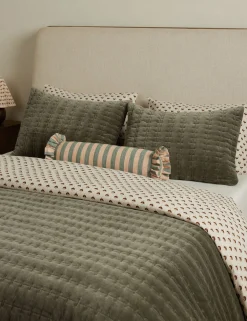 Amaroso Linen Ruffle Bolster Pillow