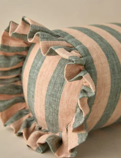 Amaroso Linen Ruffle Bolster Pillow