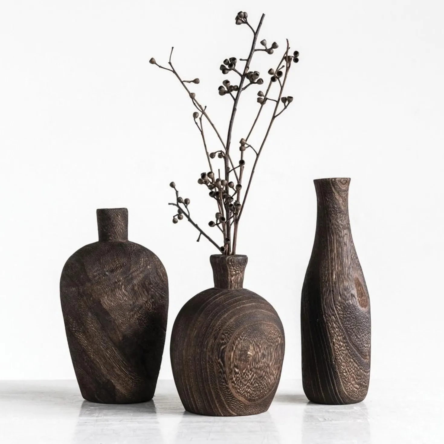 Charlynn Wood Vases (Set of 3)
