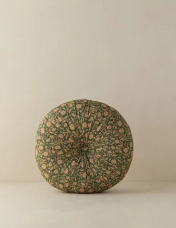 Fransen Linen Cotton Tufted Round Pillow