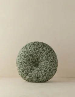 Fransen Linen Cotton Tufted Round Pillow