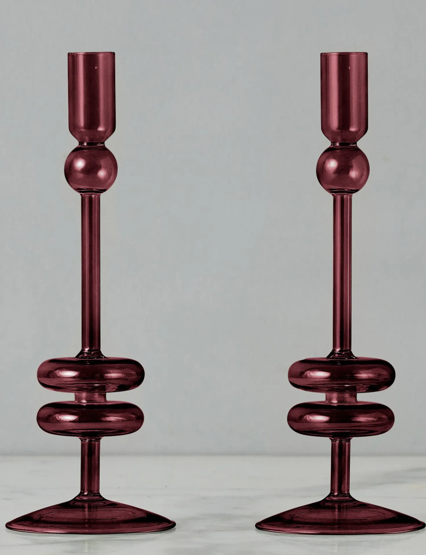Glass Candlestick Pair (Set of 2) by etúHOME