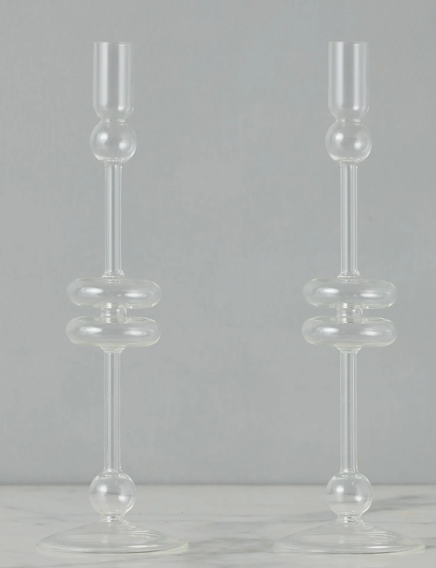 Glass Candlestick Pair (Set of 2) by etúHOME