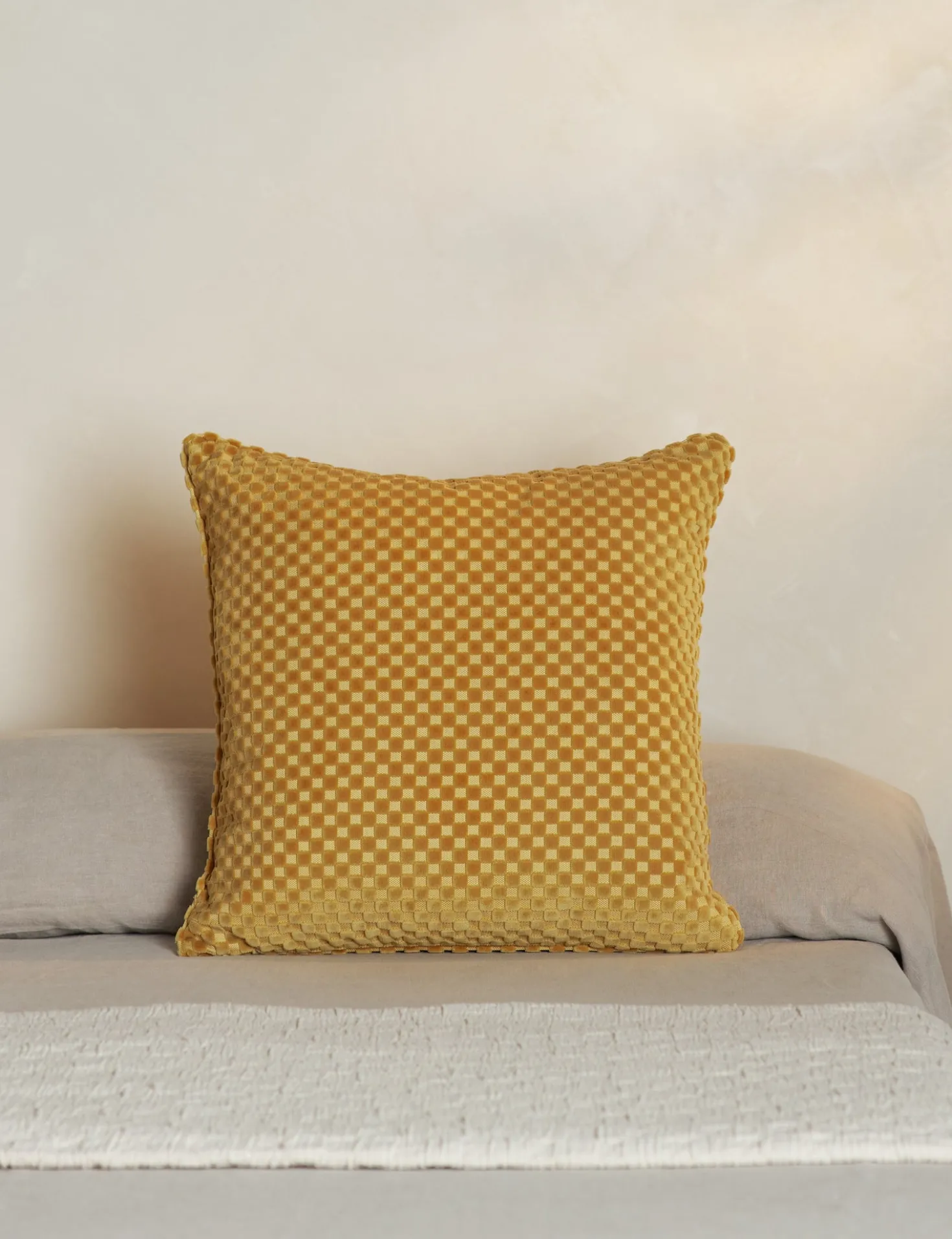 Hi-Lo Checker Velvet Pillow by Sarah Sherman Samuel