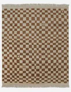 Irregular Checkerboard Hand-Knotted Wool Rug by Sarah Sherman Samuel