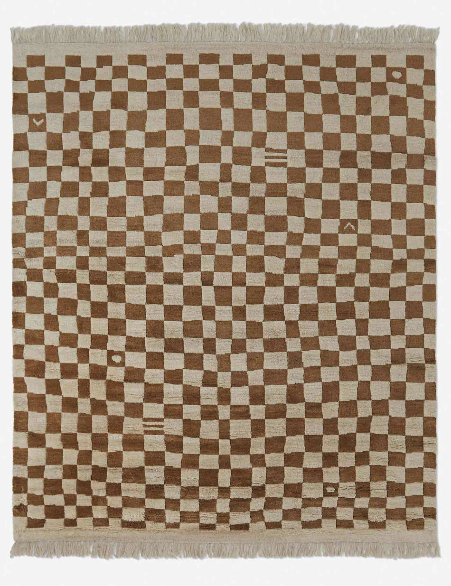 Irregular Checkerboard Hand-Knotted Wool Rug by Sarah Sherman Samuel