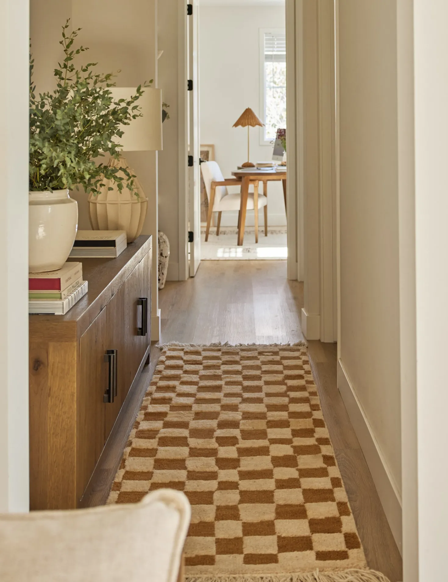 Irregular Checkerboard Hand-Knotted Wool Rug by Sarah Sherman Samuel