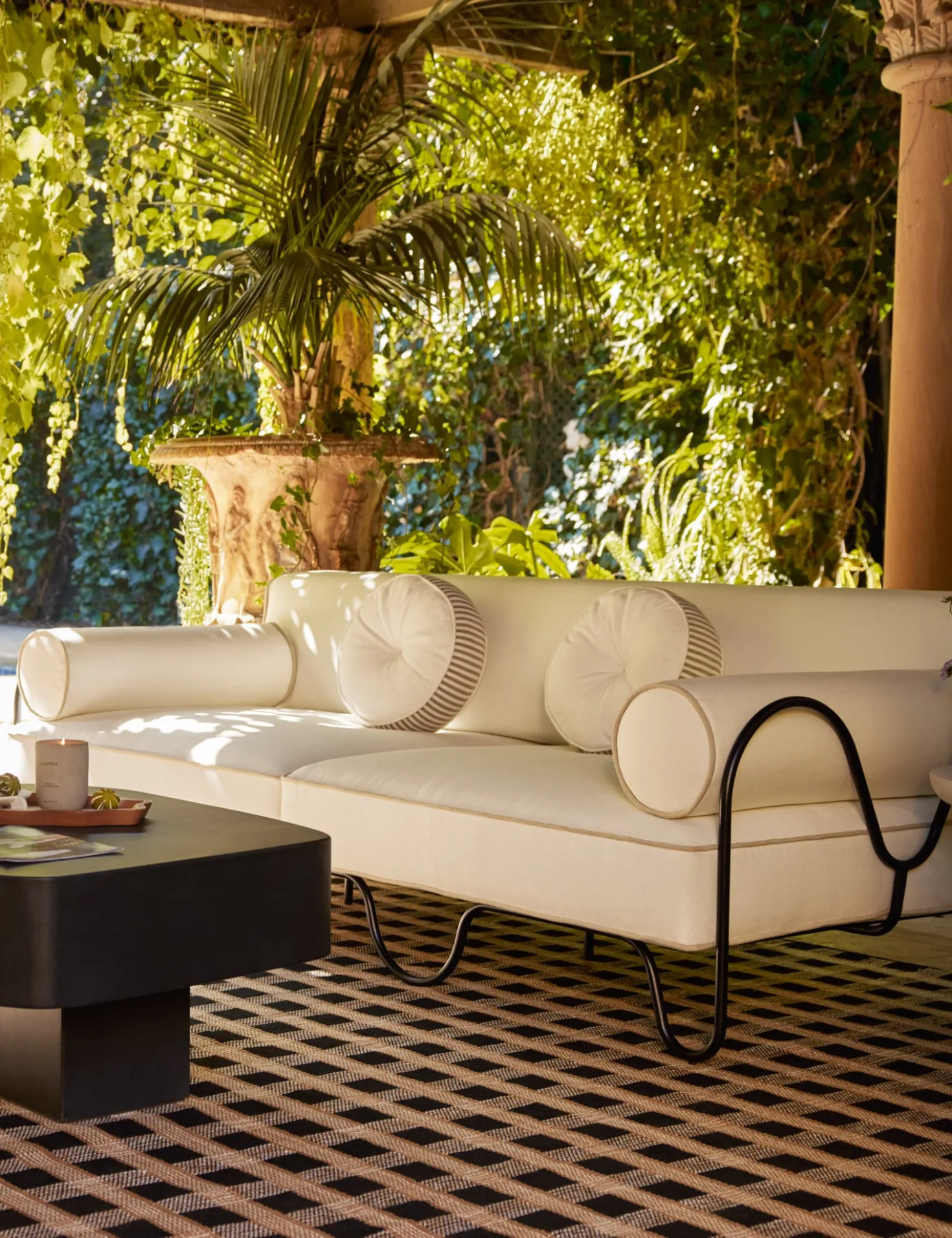 Littu Indoor / Outdoor Striped Disc Pillow by Sarah Sherman Samuel