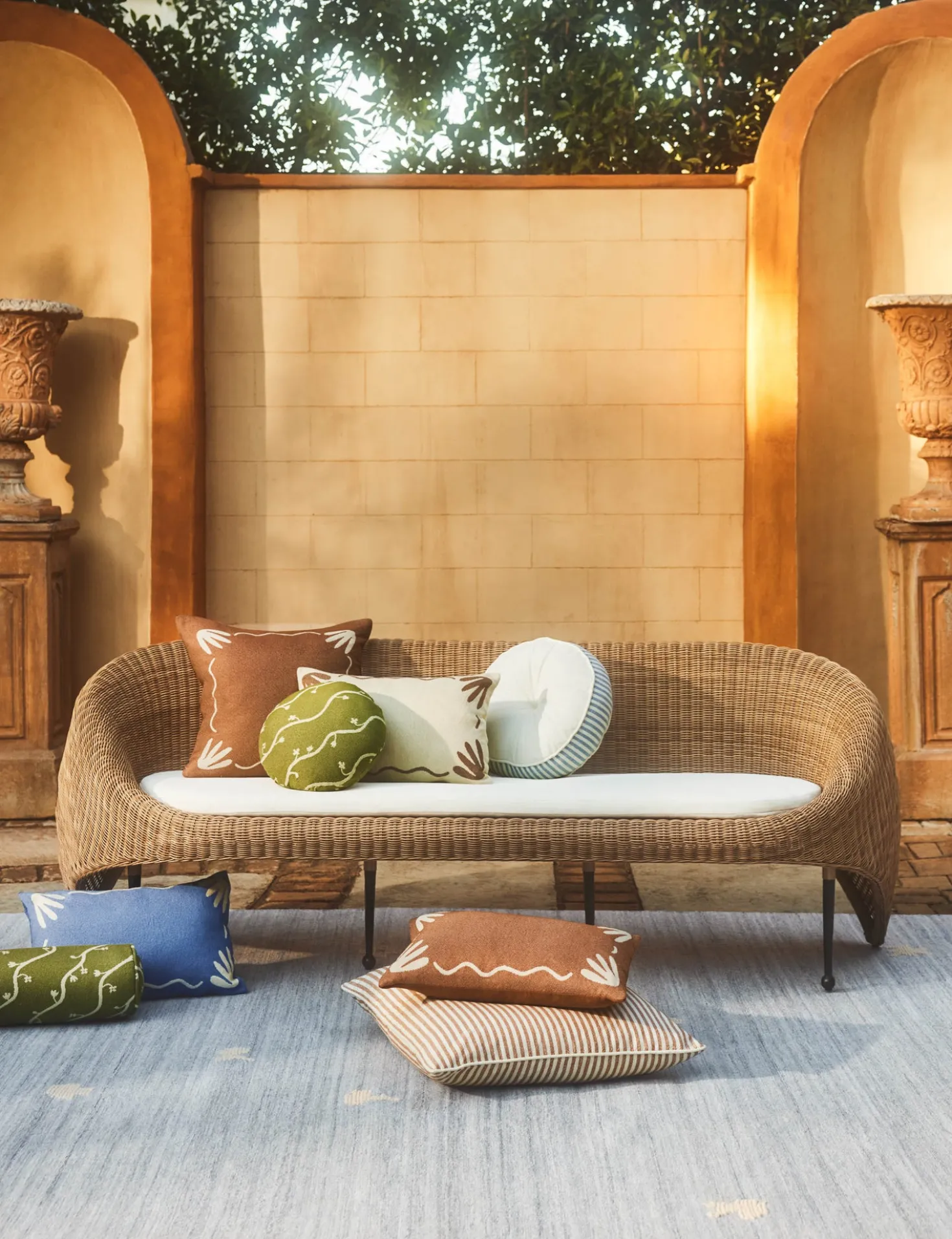 Littu Indoor / Outdoor Striped Disc Pillow by Sarah Sherman Samuel