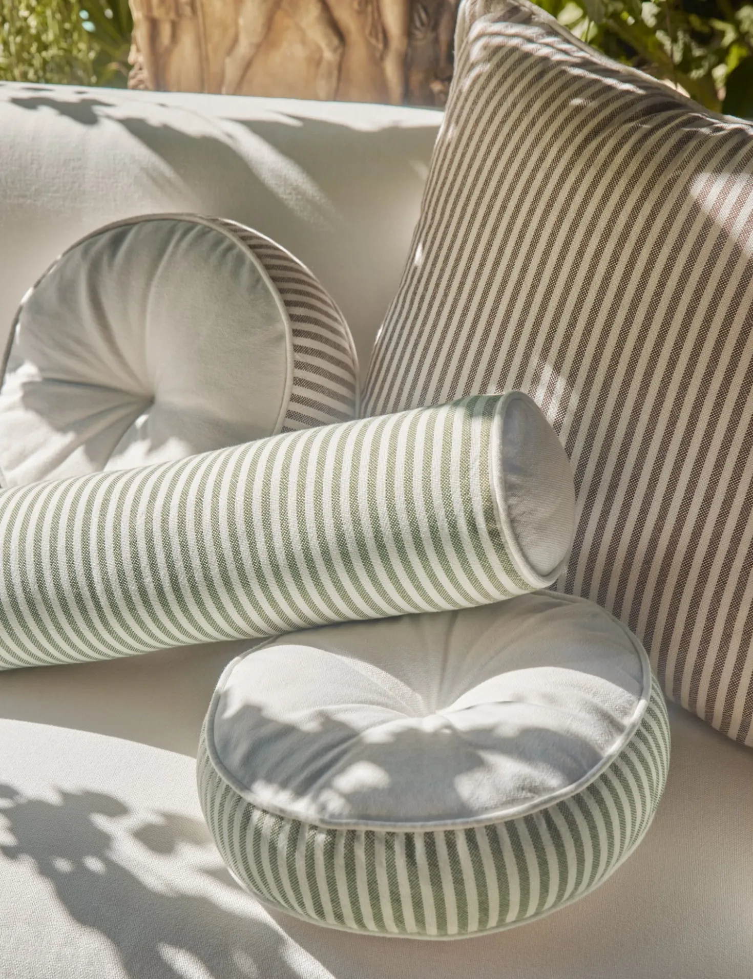 Littu Indoor / Outdoor Striped Disc Pillow by Sarah Sherman Samuel