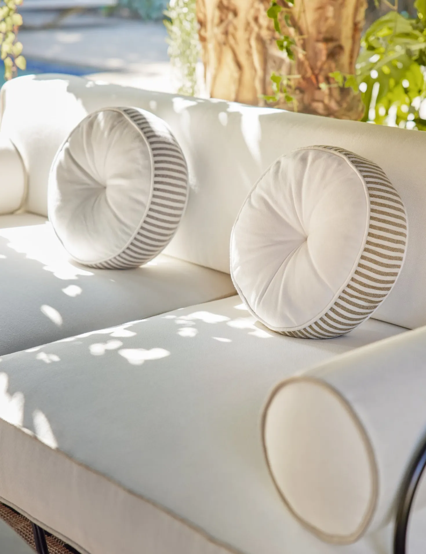 Littu Indoor / Outdoor Striped Disc Pillow by Sarah Sherman Samuel