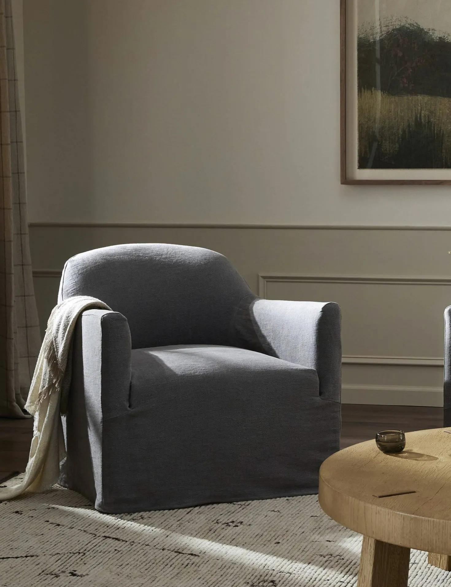 Lowell Slipcover Swivel Chair by Amber Lewis x Four Hands