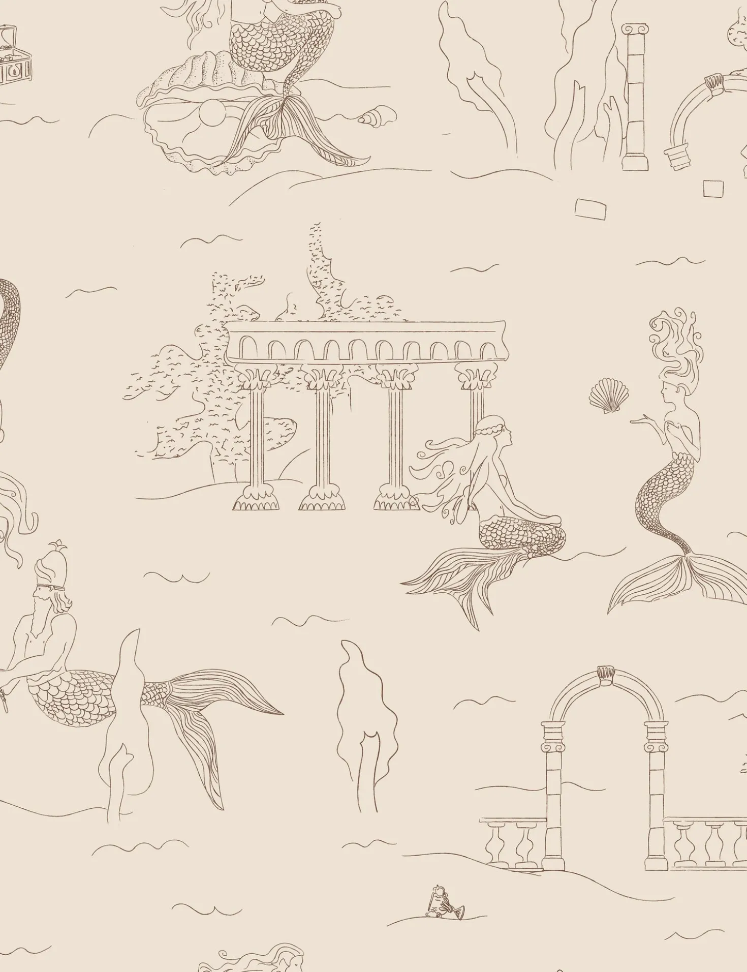 Mermaid Toile Wallpaper by Sarah Sherman Samuel