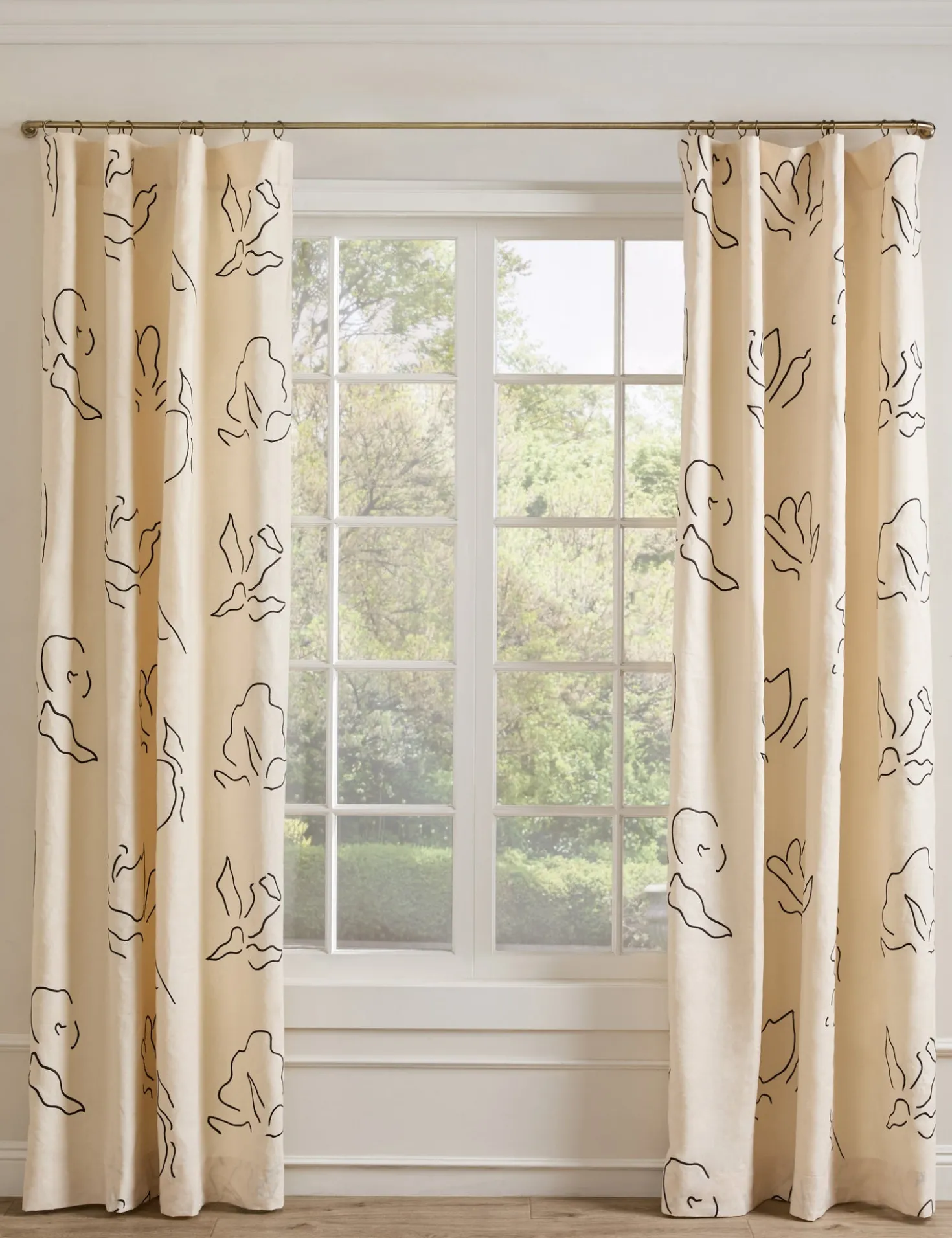 Narsi Embroidered Linen Curtain Panel by Sarah Sherman Samuel