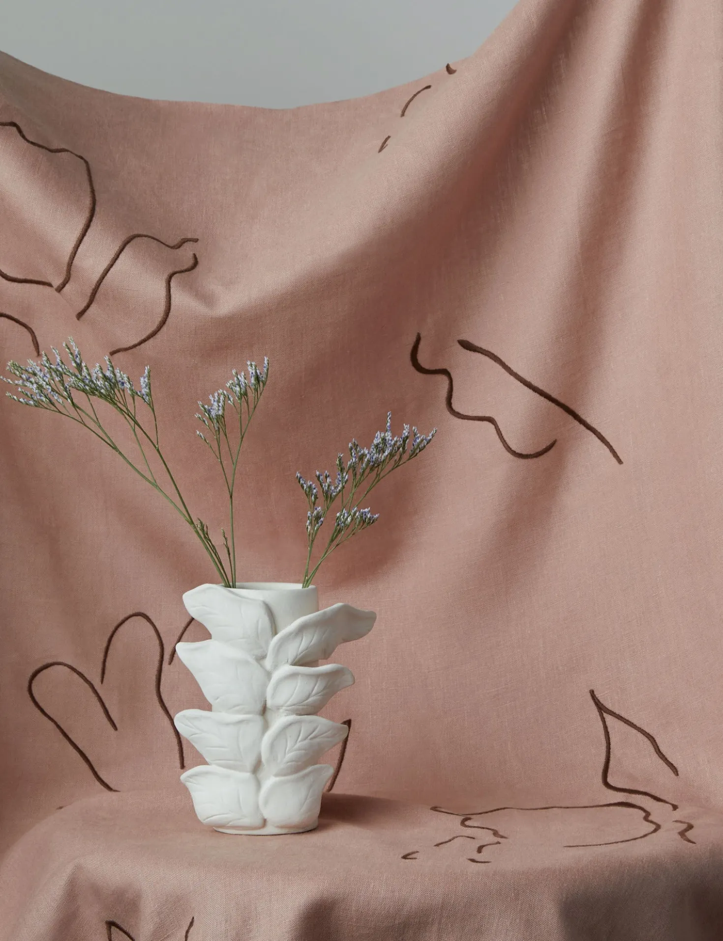 Narsi Embroidered Linen Fabric by Sarah Sherman Samuel