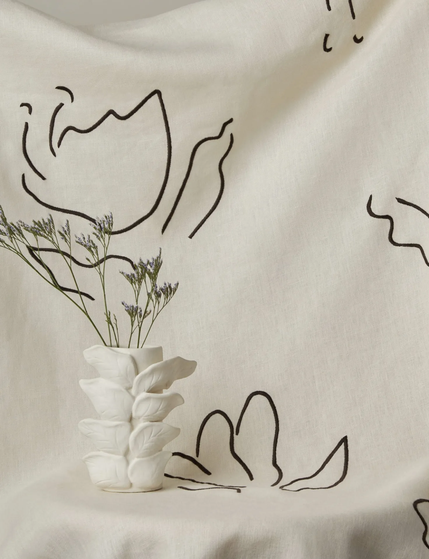 Narsi Embroidered Linen Fabric by Sarah Sherman Samuel
