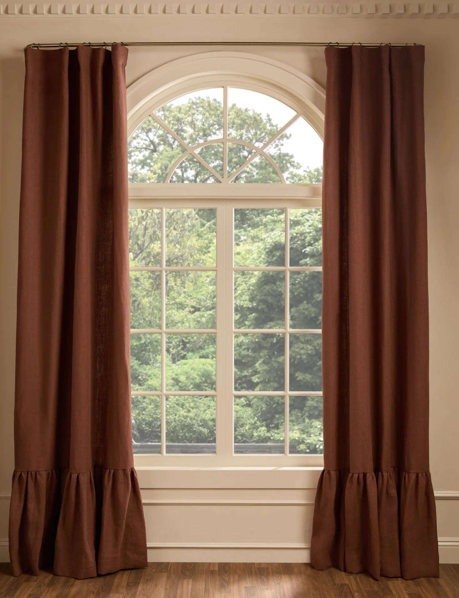 Nori Ruffle Belgian Linen Curtain Panel