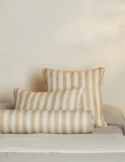 Painterly Stripe Linen Long Bolster Pillow by Sarah Sherman Samuel
