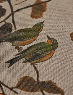 Persimmon Birds Flax Linen Fabric by Nathan Turner