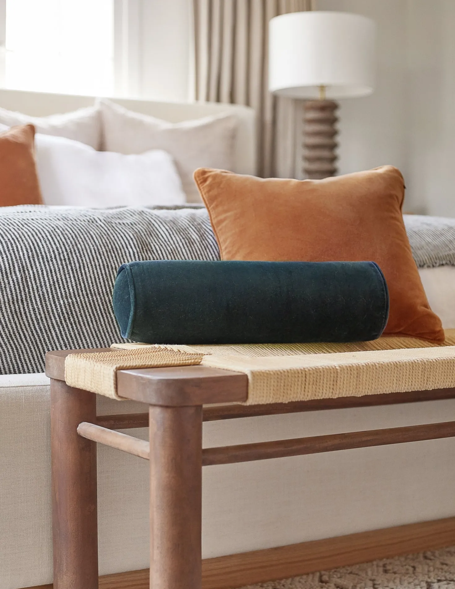Sabine Velvet Bolster Pillow