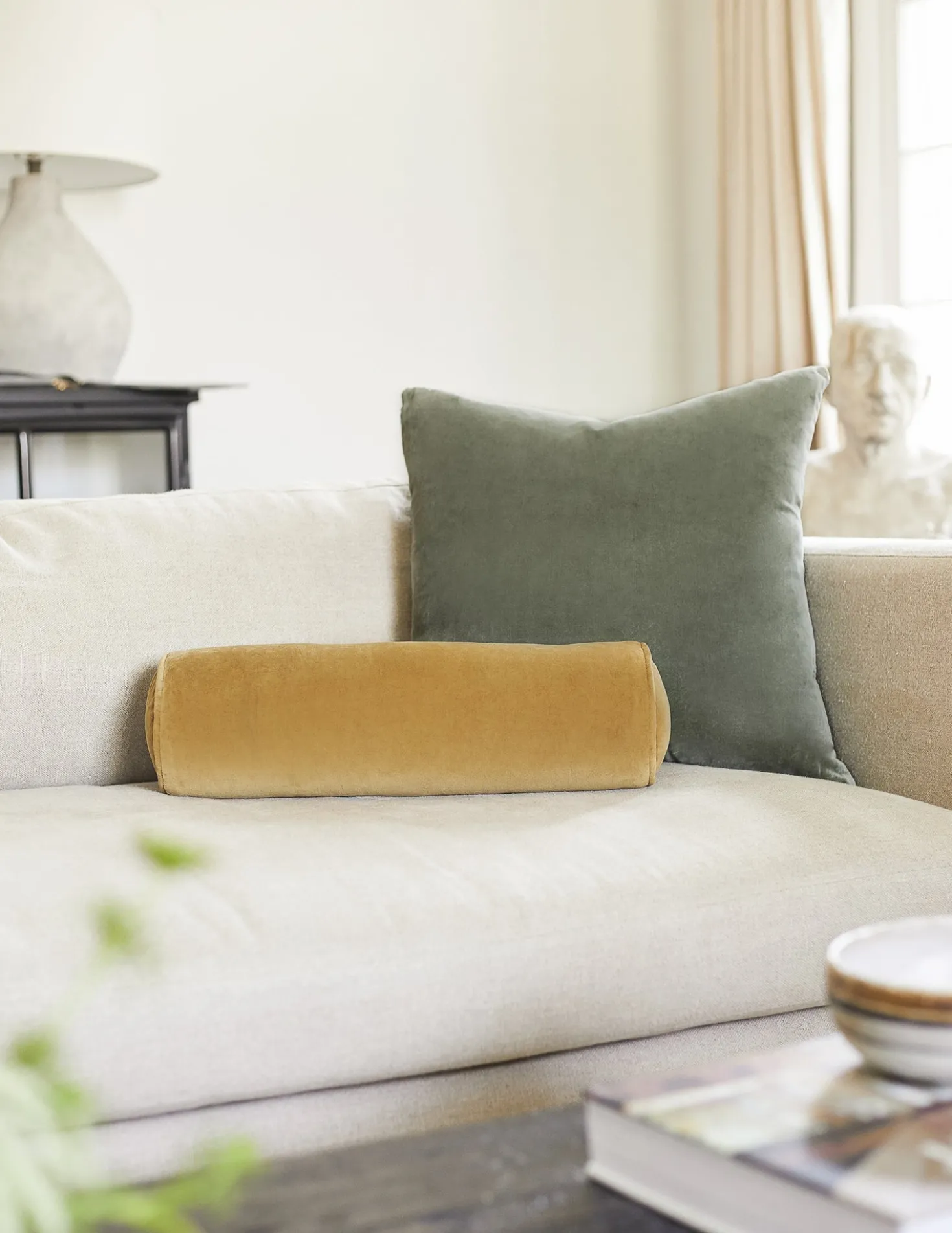 Sabine Velvet Bolster Pillow
