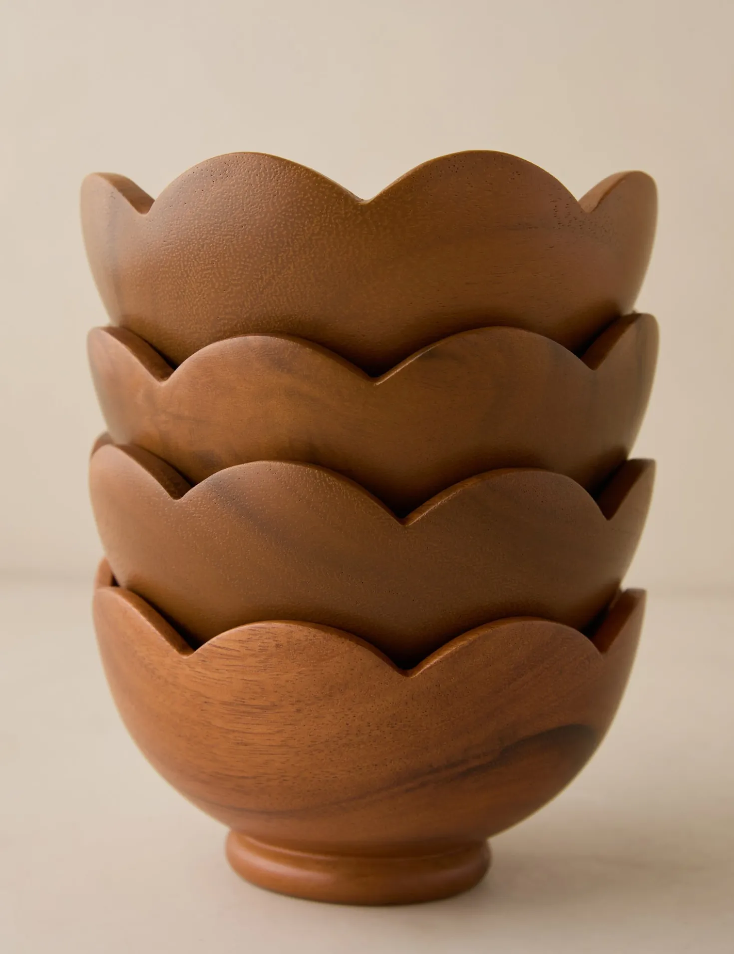 Scalloped Wood Bowls (Set of 4) by Sarah Sherman Samuel