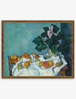 Still Life with Apples and a Pot of Primroses Print by Paul Cézanne