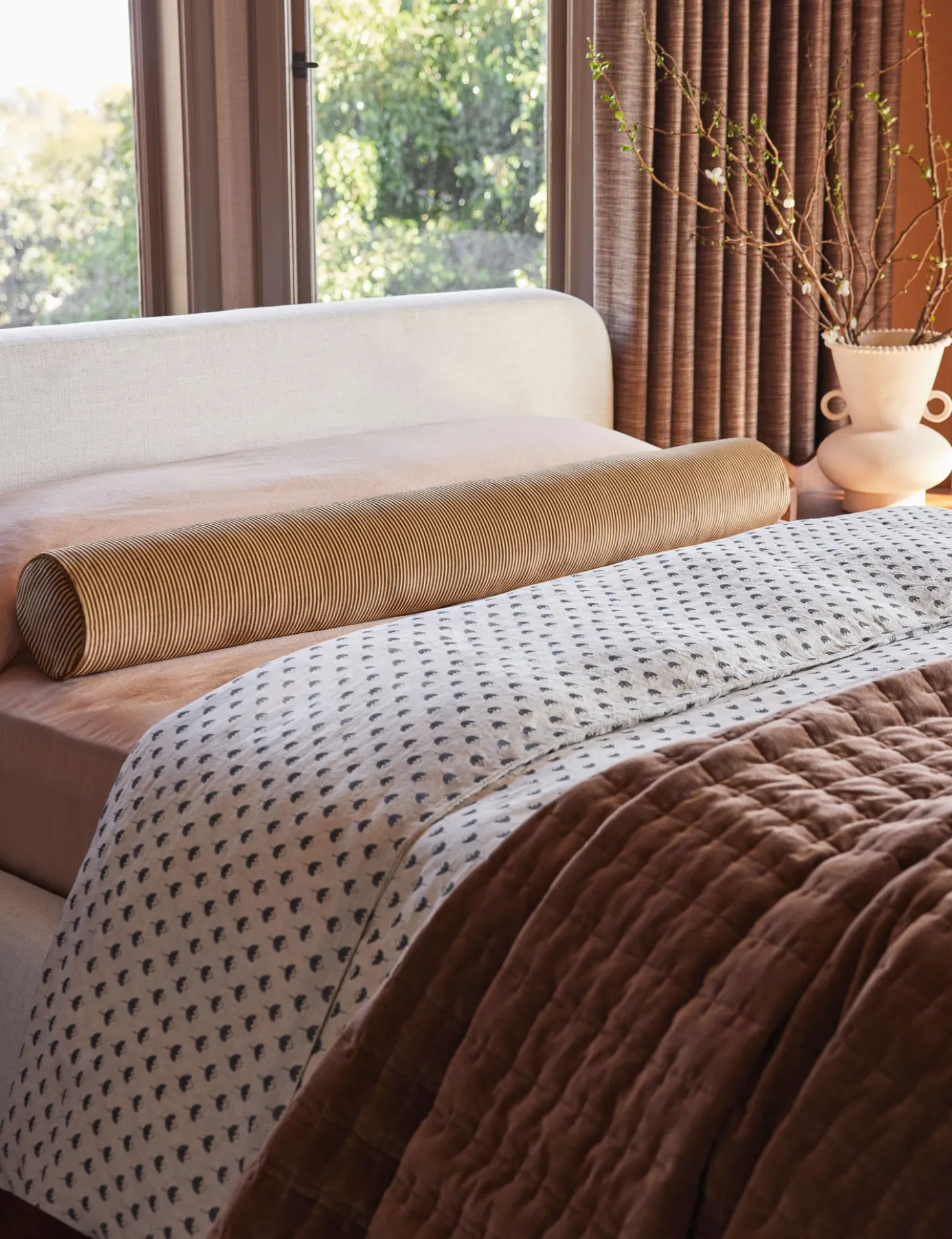 Striped Velvet Long Bolster Pillow by Sarah Sherman Samuel