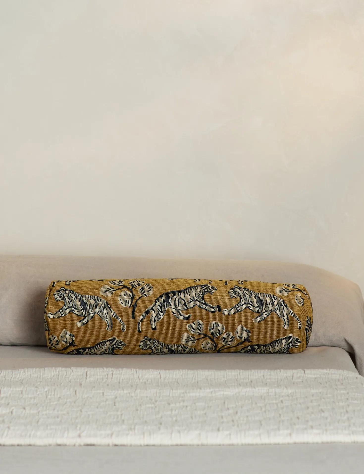Tiger Jacquard Bolster Pillow by Sarah Sherman Samuel
