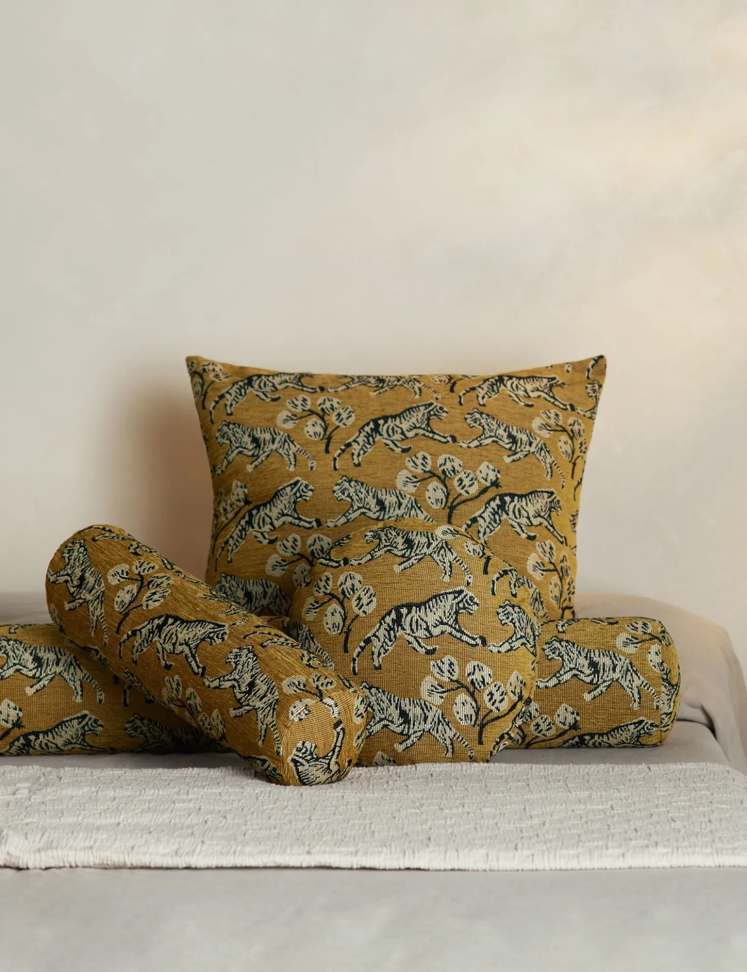 Tiger Jacquard Bolster Pillow by Sarah Sherman Samuel
