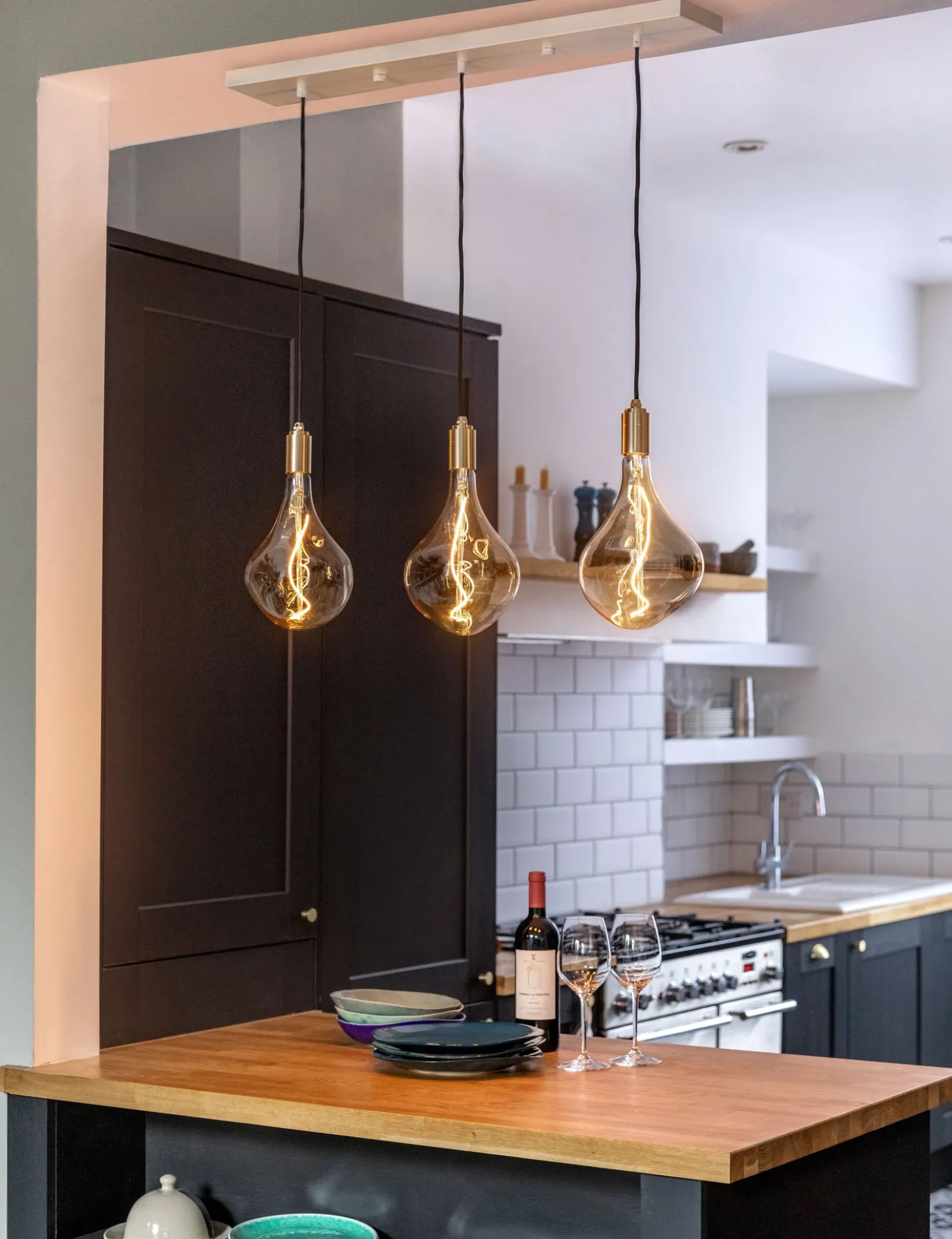 Triple Linear Pendant Light with Voronoi II by Tala