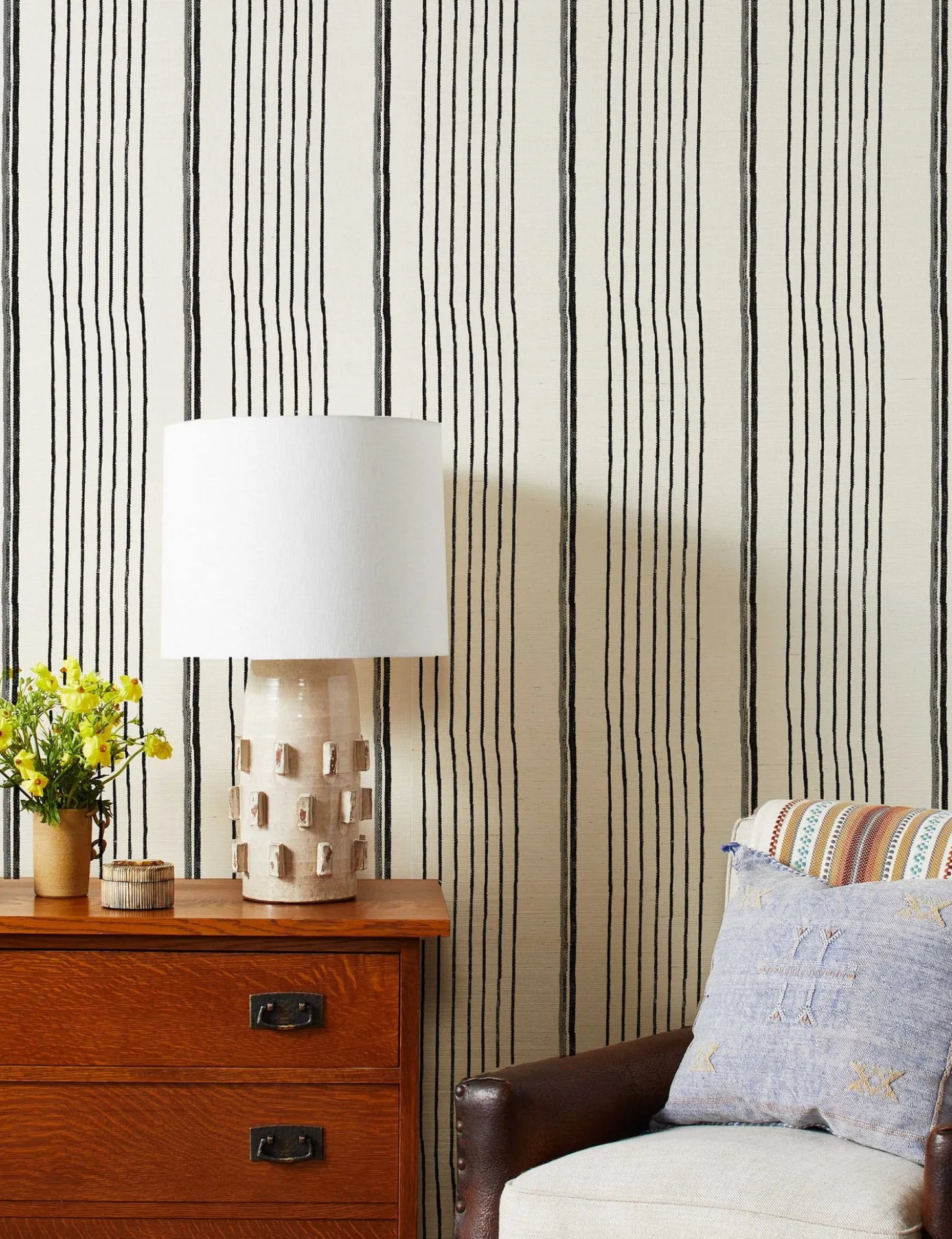 Two Tone Stripe Grasscloth Wallpaper By Nathan Turner
