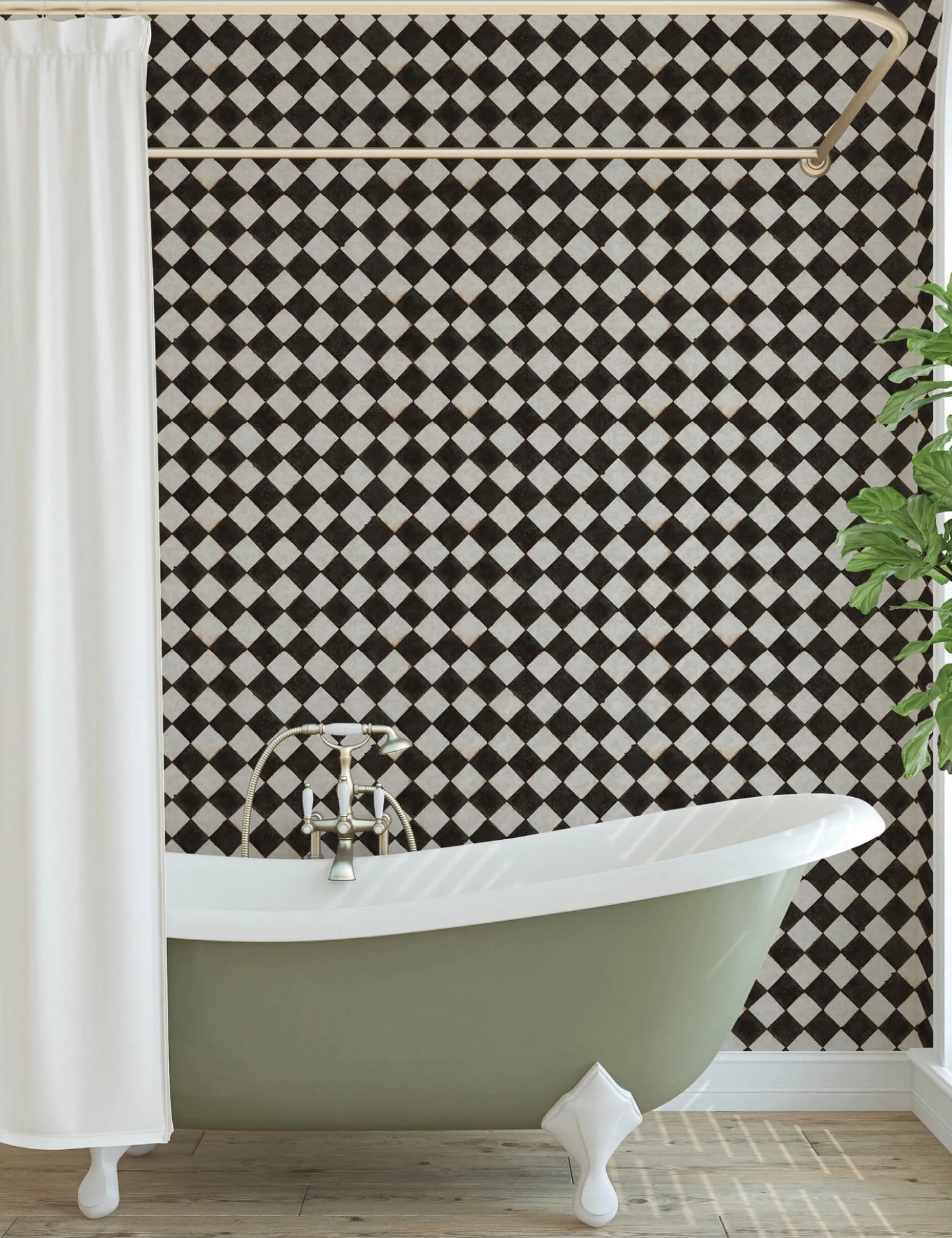 Vintage Check Textured Peel + Stick Wallpaper by Jeremiah Brent