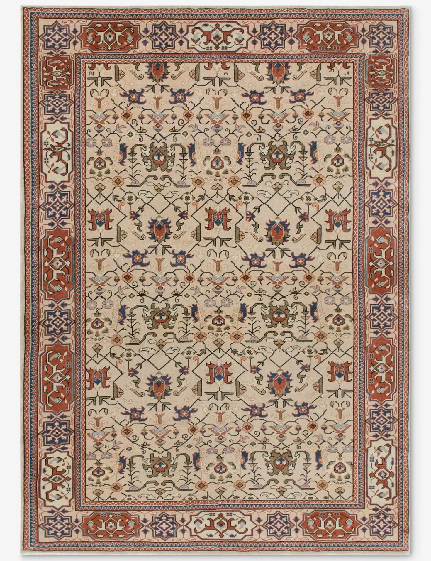 Vintage Turkish Hand-Knotted Wool Rug No. 537, 6'3" x 9'4"