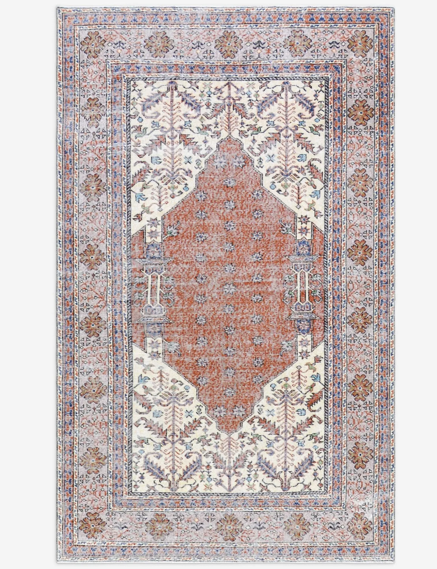 Vintage Turkish Hand-Knotted Wool Rug No. 512, 5' x 8'