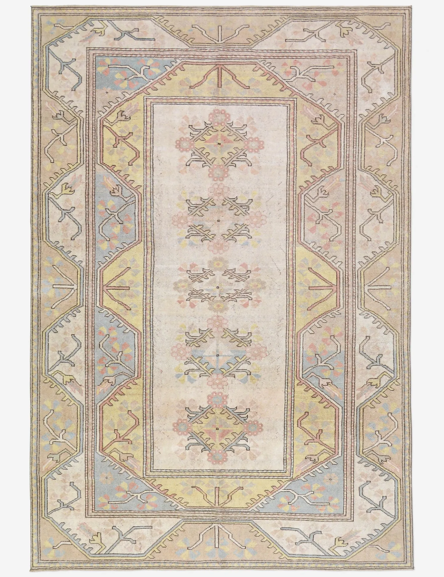 Vintage Turkish Hand-Knotted Wool Rug No. 489, 6' 4" x 9' 4"