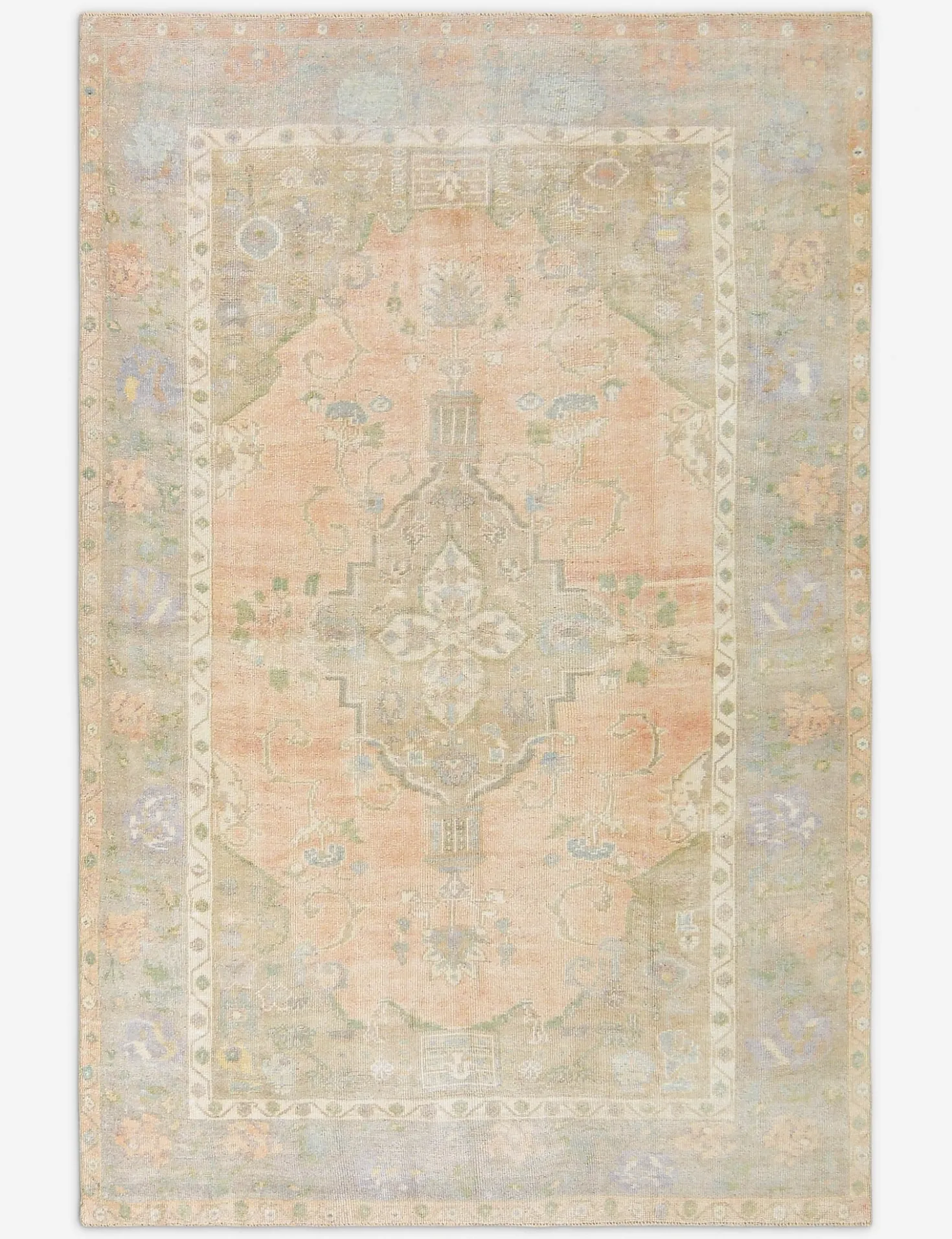 Vintage Turkish Hand-Knotted Wool Rug No. 479, 5' 4" x 8' 2"