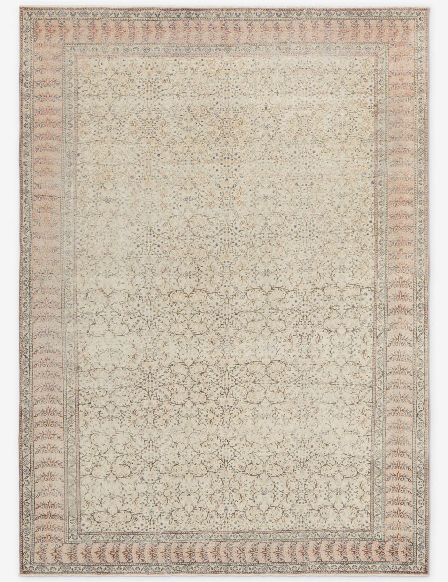 Vintage Turkish Hand-Knotted Wool Rug No. 299, 6'5" x 9'3"