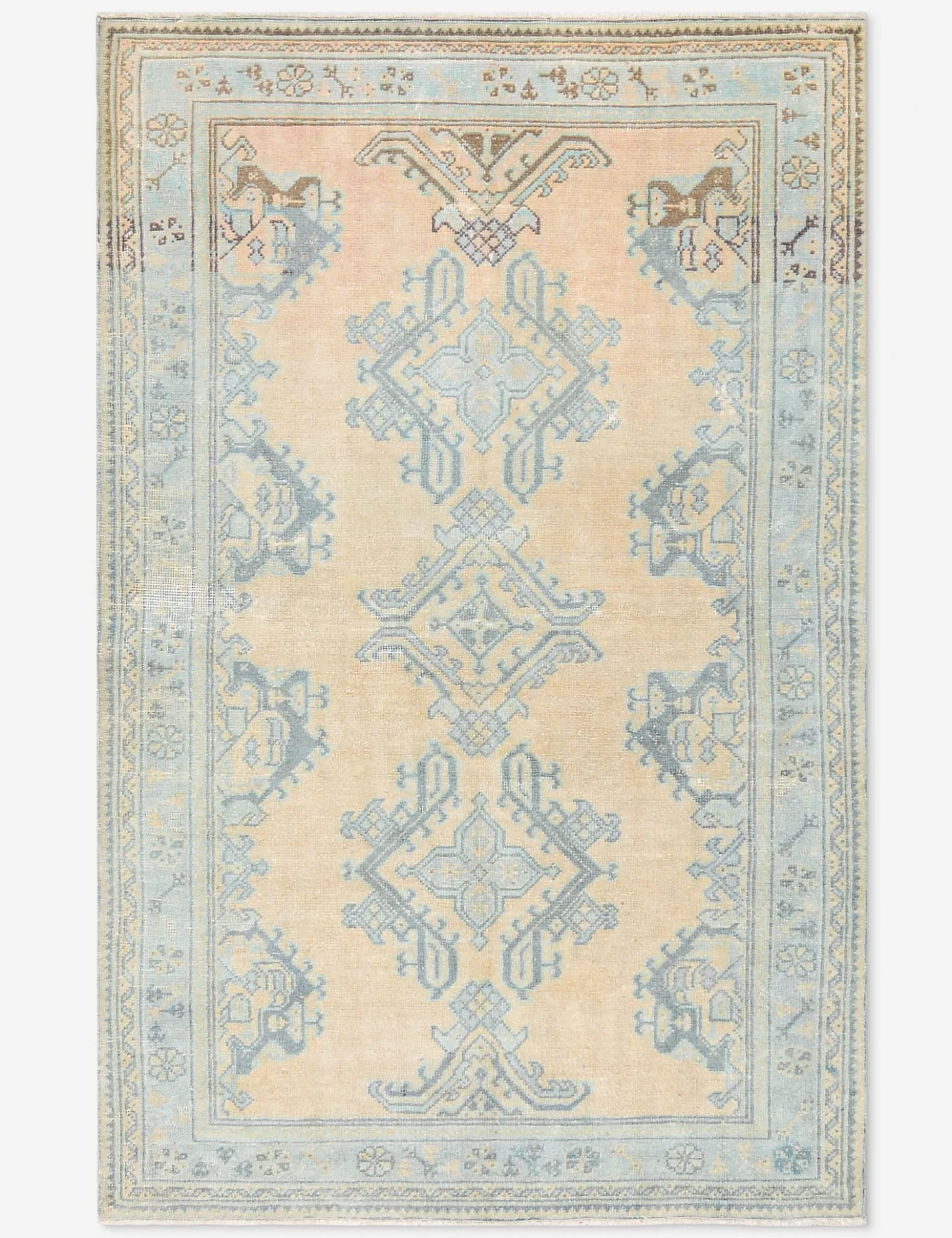 Vintage Turkish Hand-Knotted Wool Rug No. 465, 5' x 7' 6"