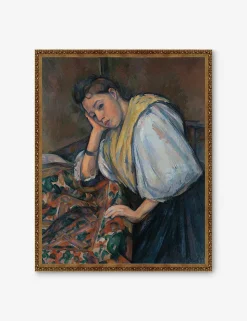 Young Italian Woman at a Table Wall Art by Paul Cezanne